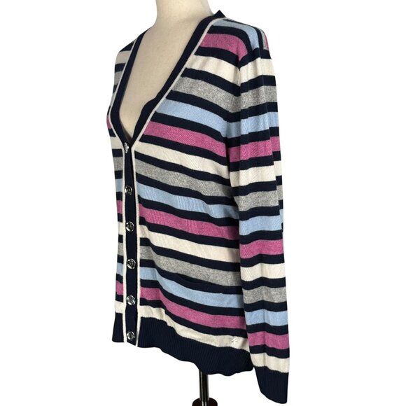 Quiet Luxury! Like new Bobby Jones 100% Cashmere Striped V-Neck Cardigan Size XL - Picture 4 of 10